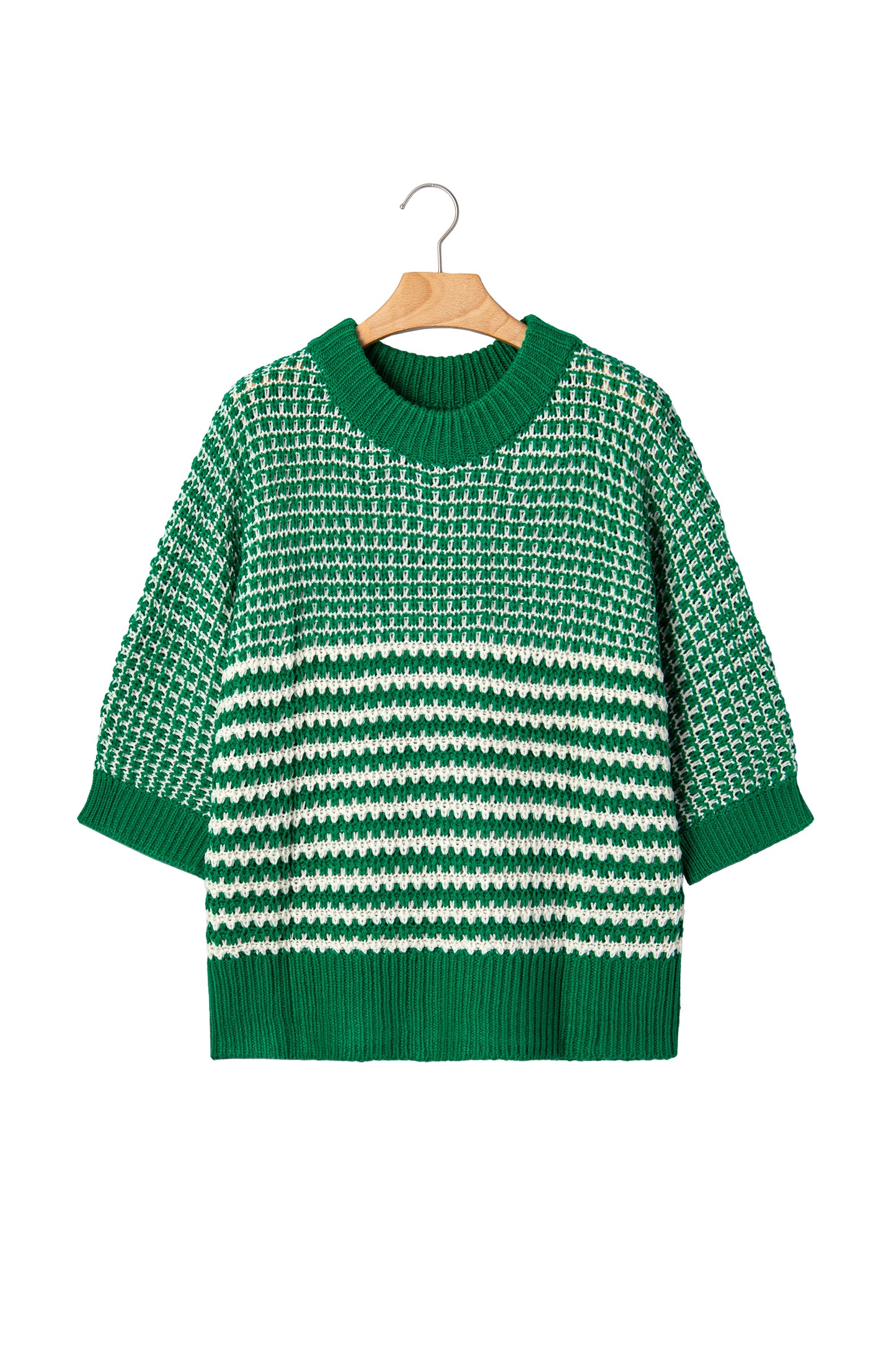 Red Stripe 3/4 Draped Sleeve Slouchy Sweater