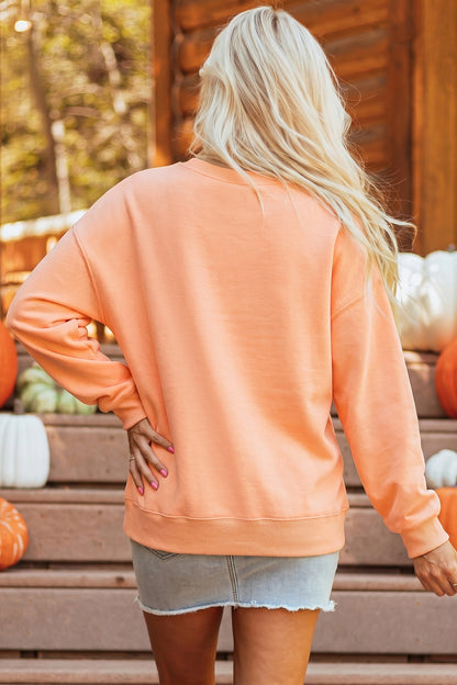 Pumpkin Sweatshirt Halloween Embroidered Oversized Fit