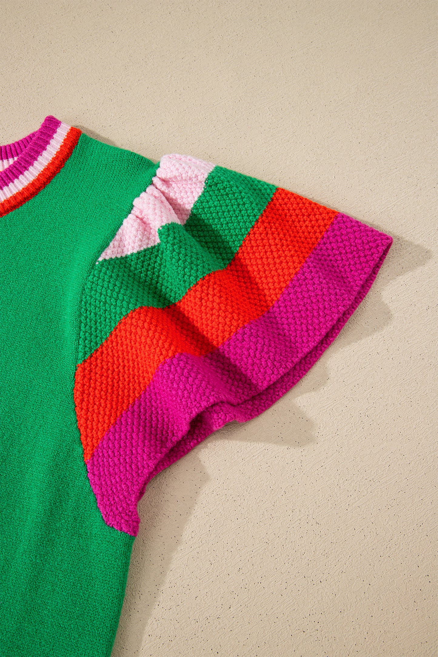 Green St Patrick Lucky Embroidered Striped Sleeve Knit Tee