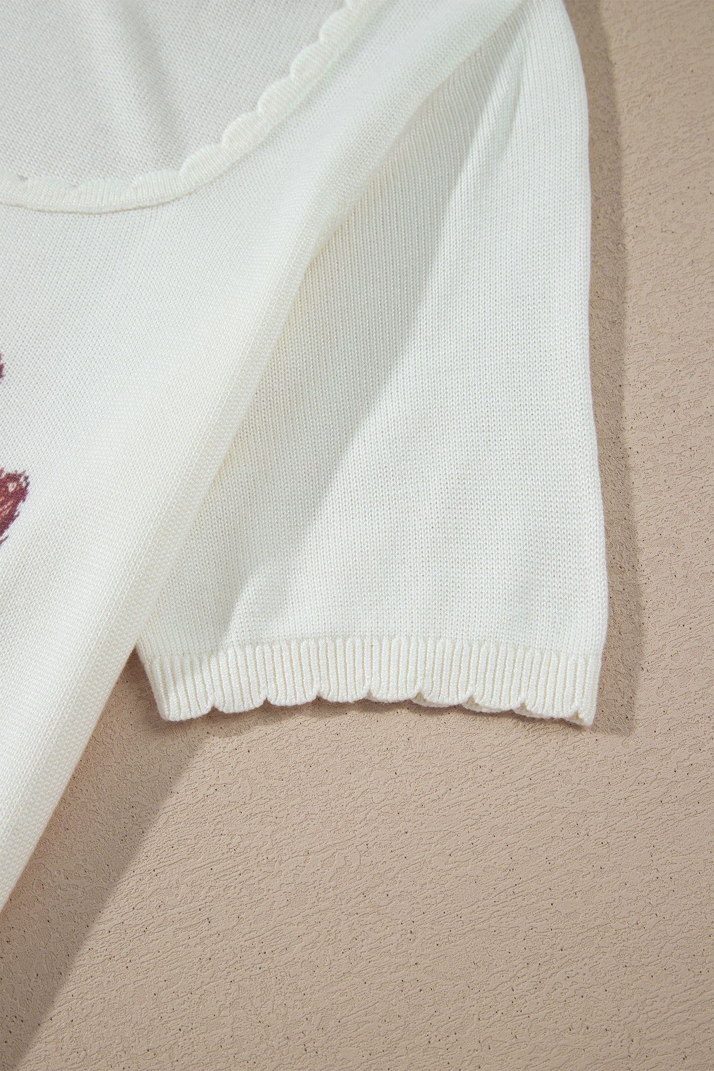 Western Floral Knit Top Square Neck Short Sleeve Sweater