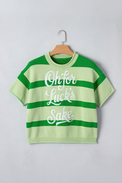 Green Stripe Oh For Luck’s Sake St Patrick Knit Tee