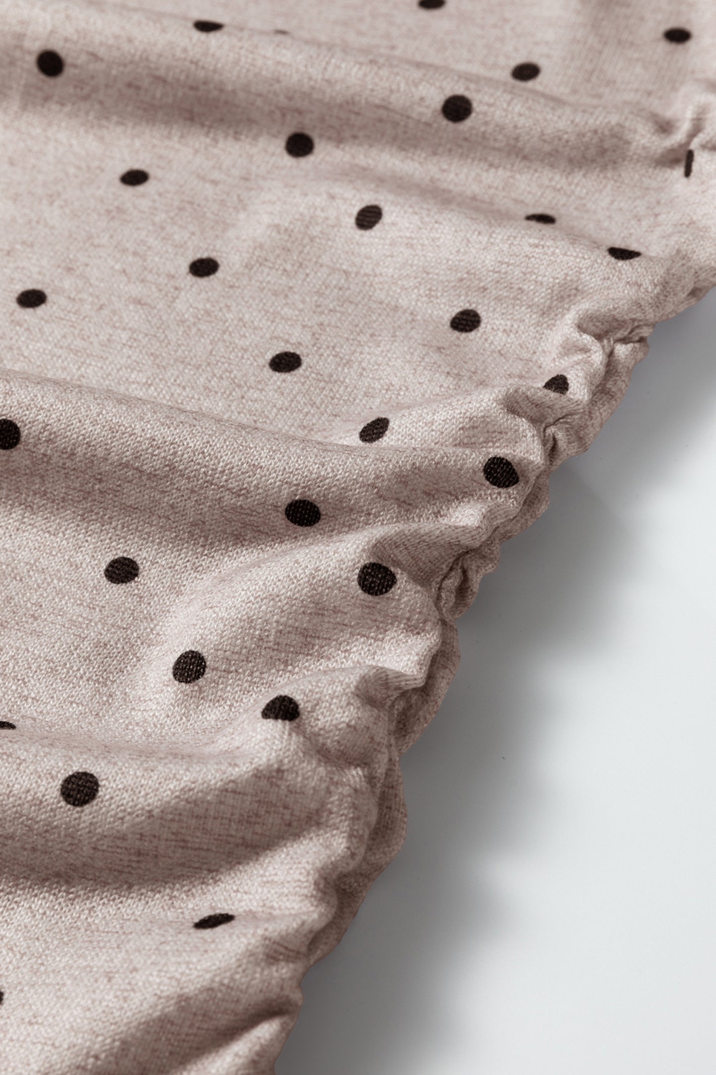 Dark Brown Polka Dot Boat Neck Long Sleeve Knit Top