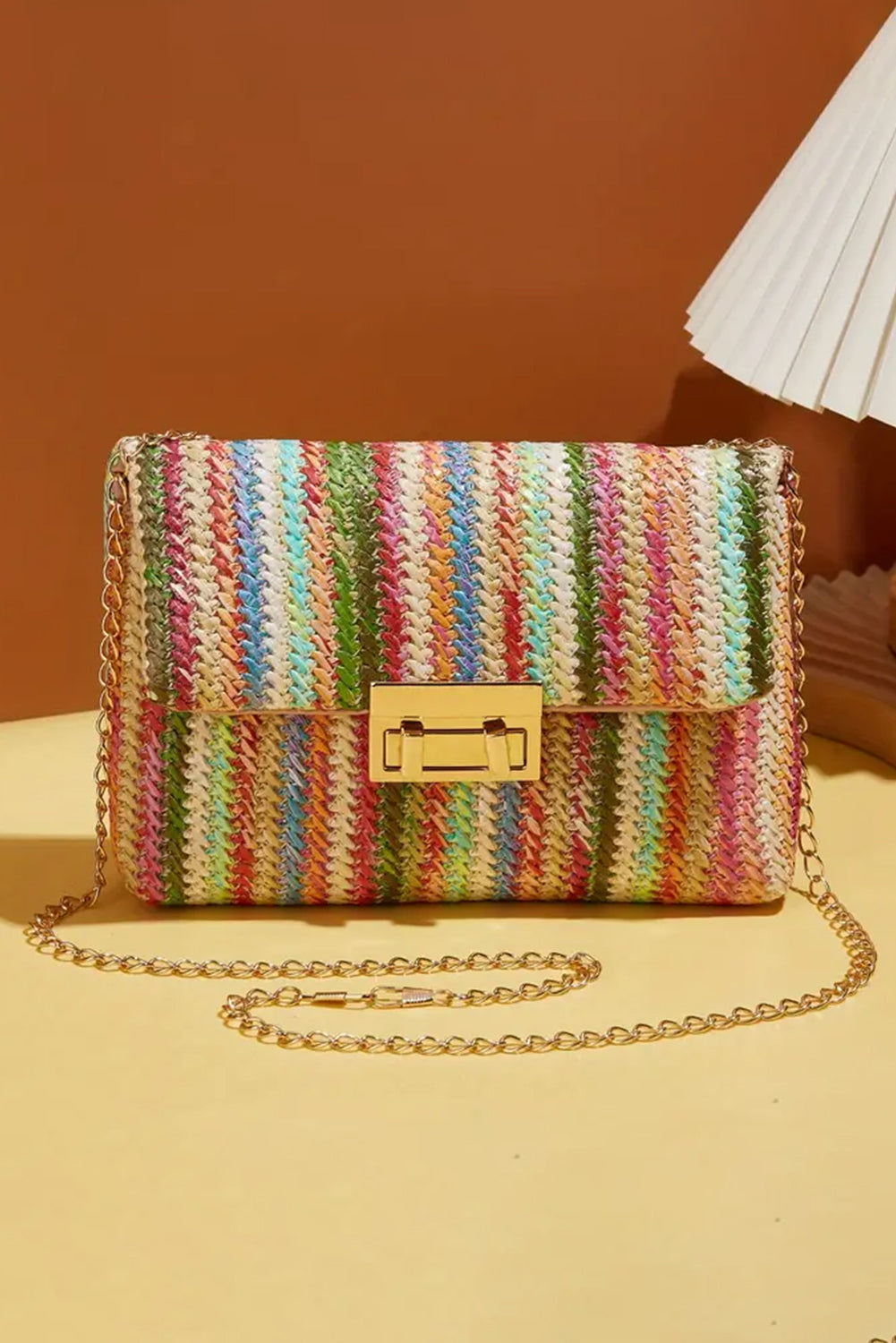 Multicolour Bohemian Woven Gold Chain Shoulder Bag