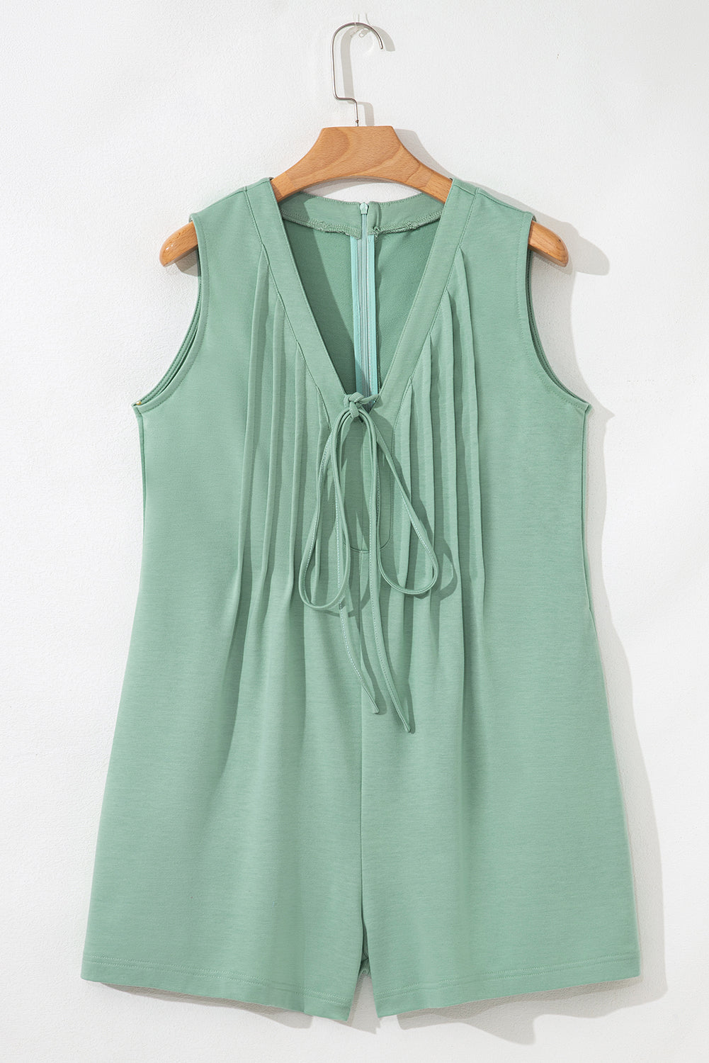Black V Neck Tie Front Sleeveless Romper
