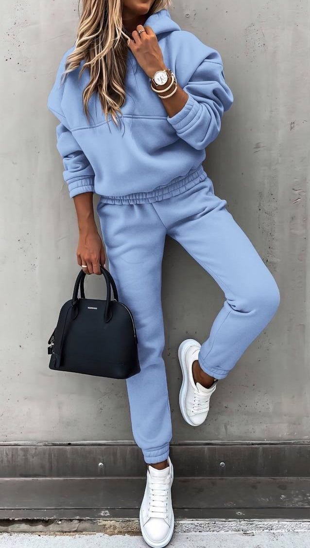 Womens Fleece Hoodie Jogger Two Piece Set