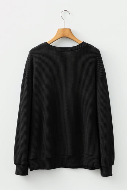 Corduroy MERRY Letter Christmas Pullover Sweatshirt