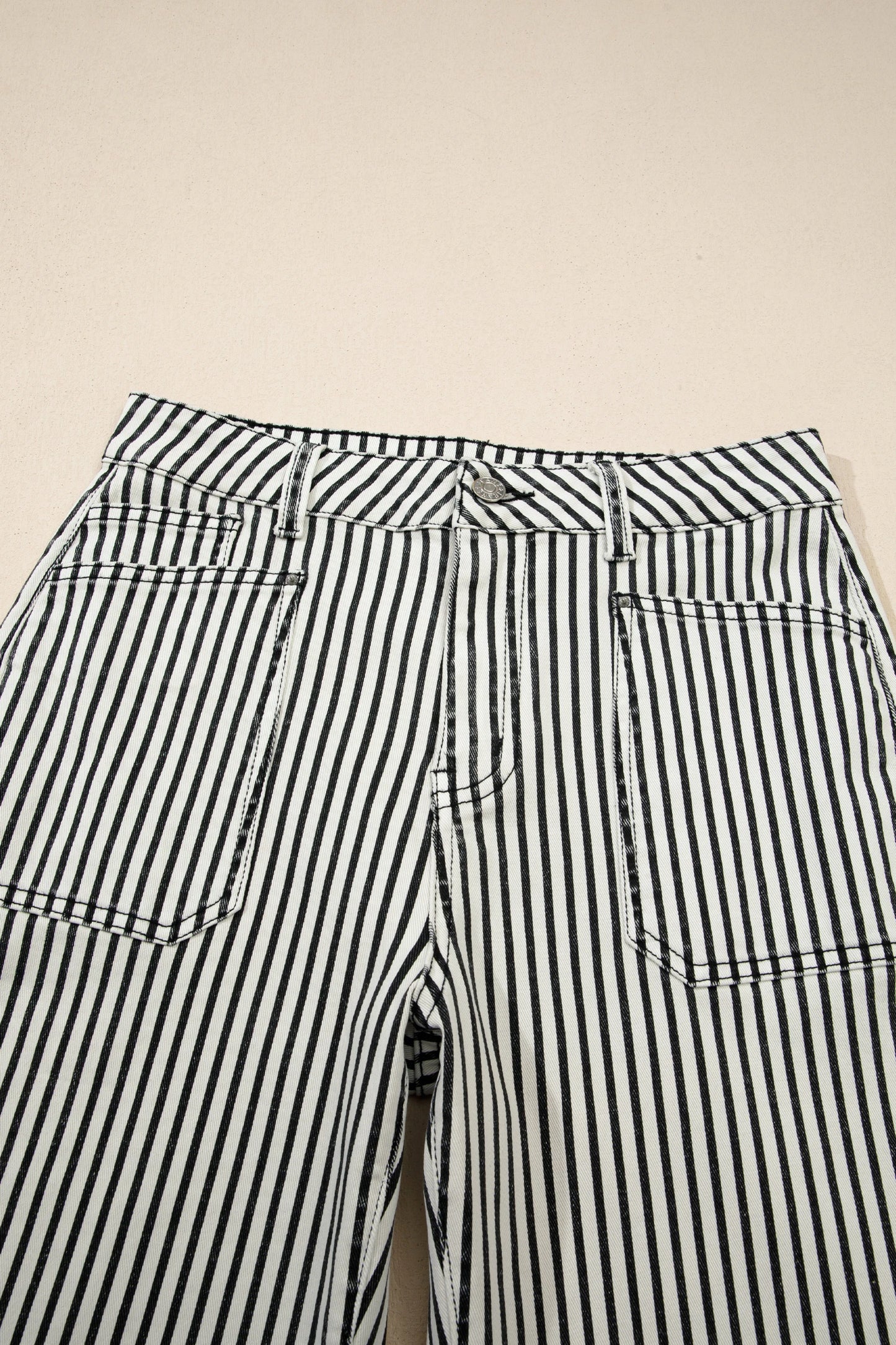 Black Stripe Patch Pocket High Waist Shift Denim Jeans