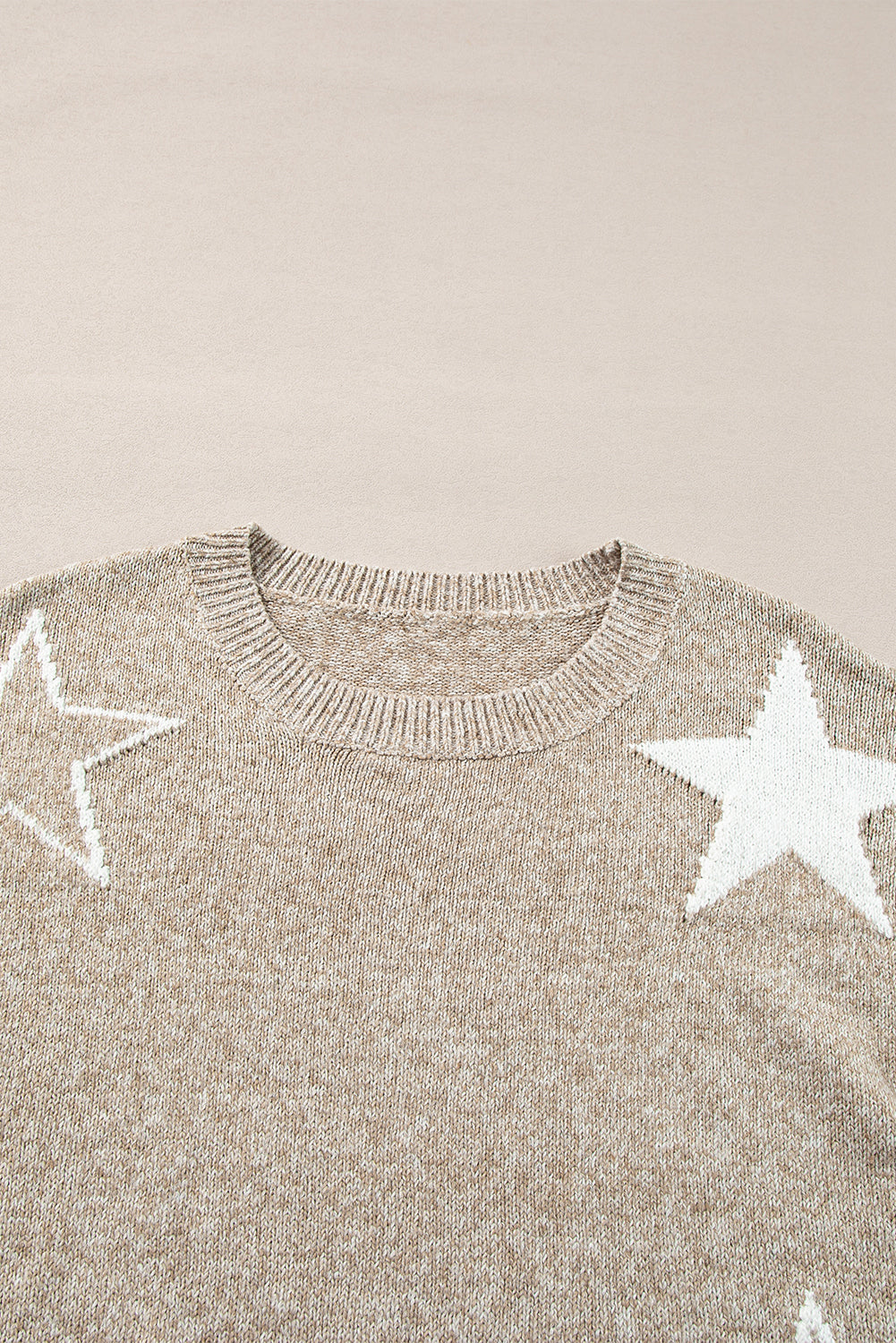 Green Star Pattern Drop Shoulder Sweater