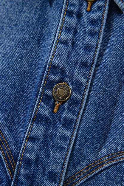 Sail Blue Vintage Wash Western Shift Denim Jacket