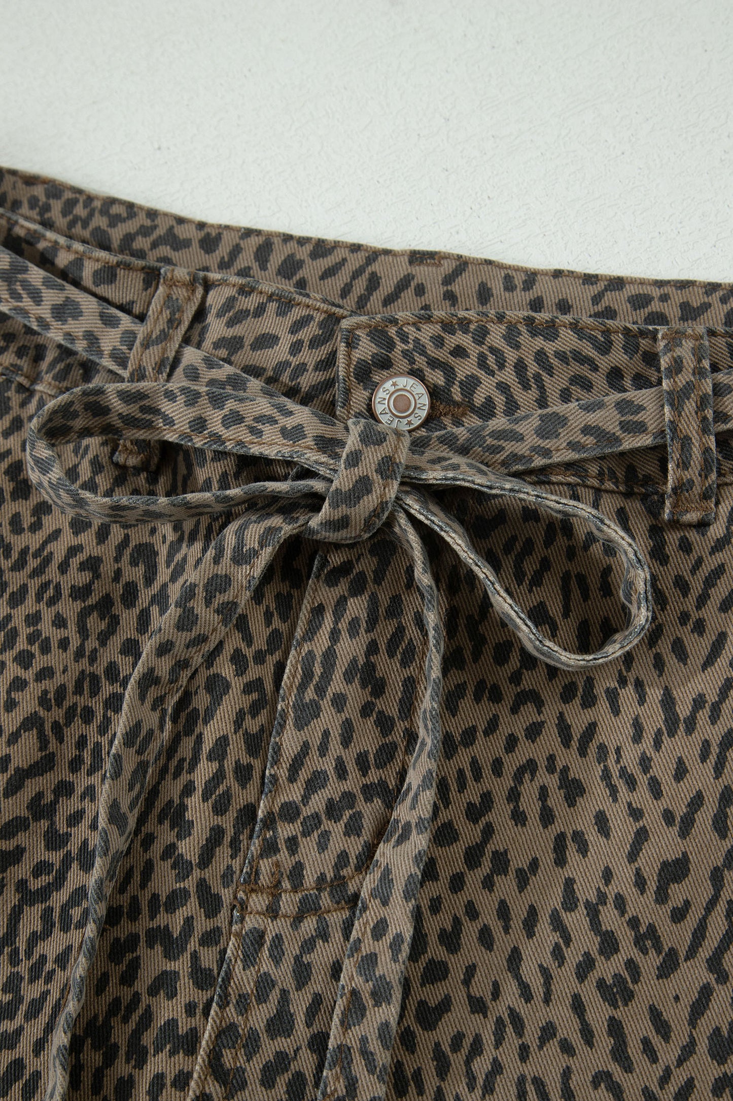 Leopard Print High Waist Loose Denim Shorts