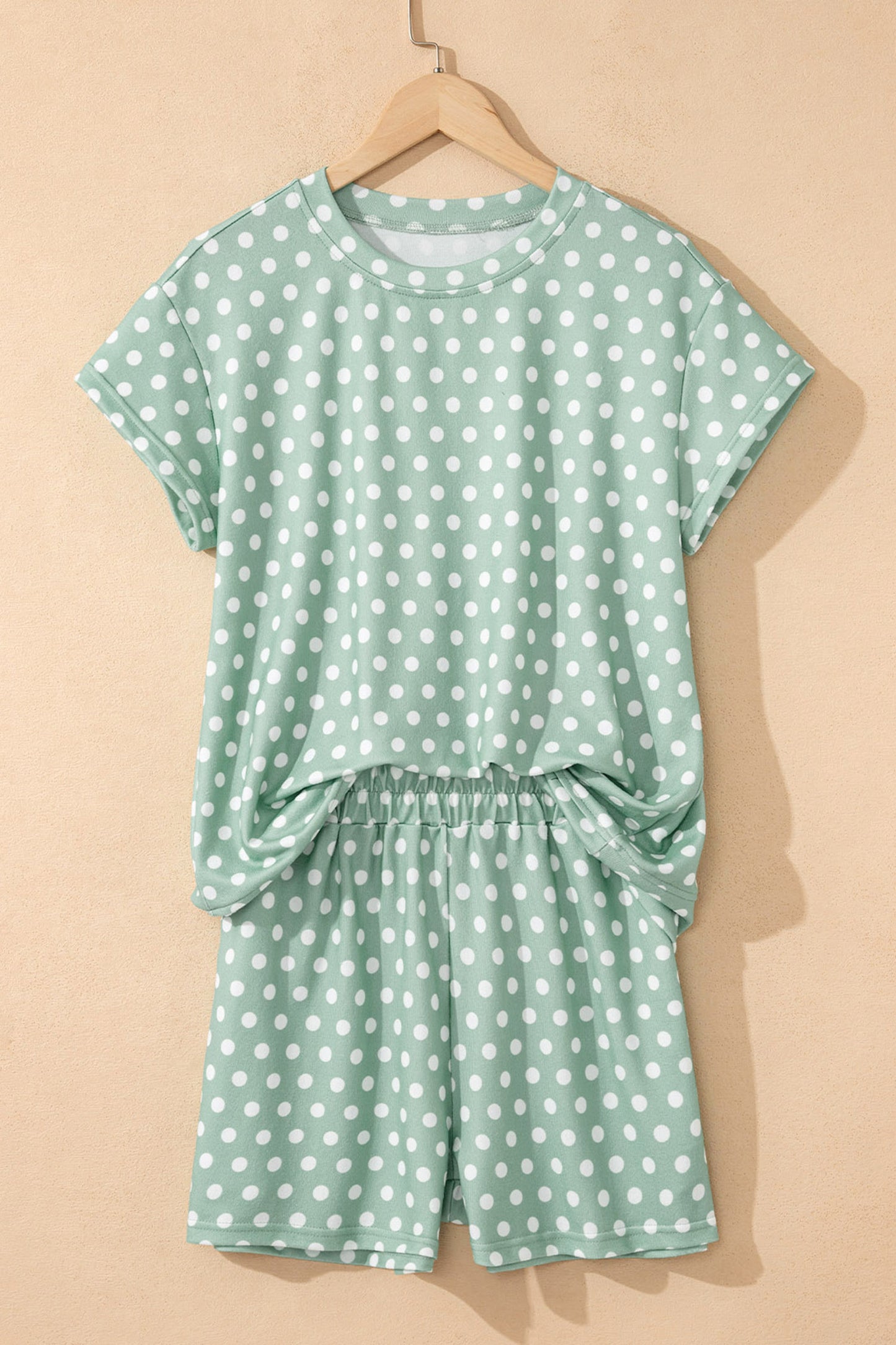 Polka Dot Lounge Short Set Casual Two Piece Outfit