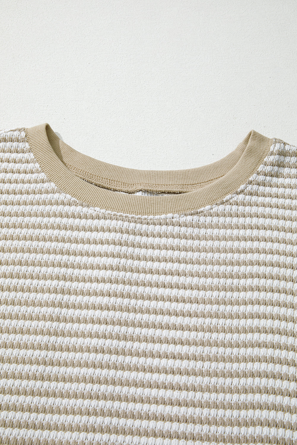 Plus Size Brown Stripe Knit Long Sleeve Ribbed Top