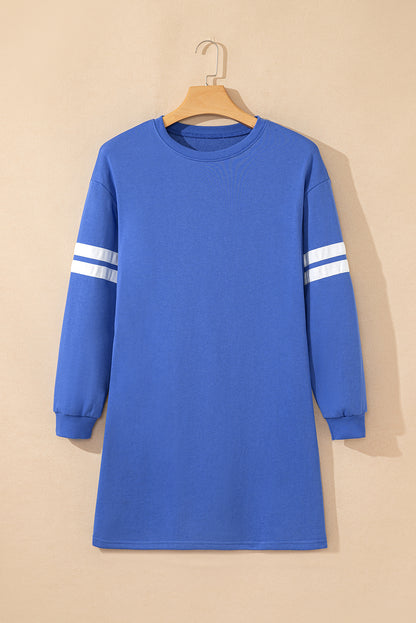 Customizable Varsity Stripe Sleeve Sweatshirt Dress Game Day