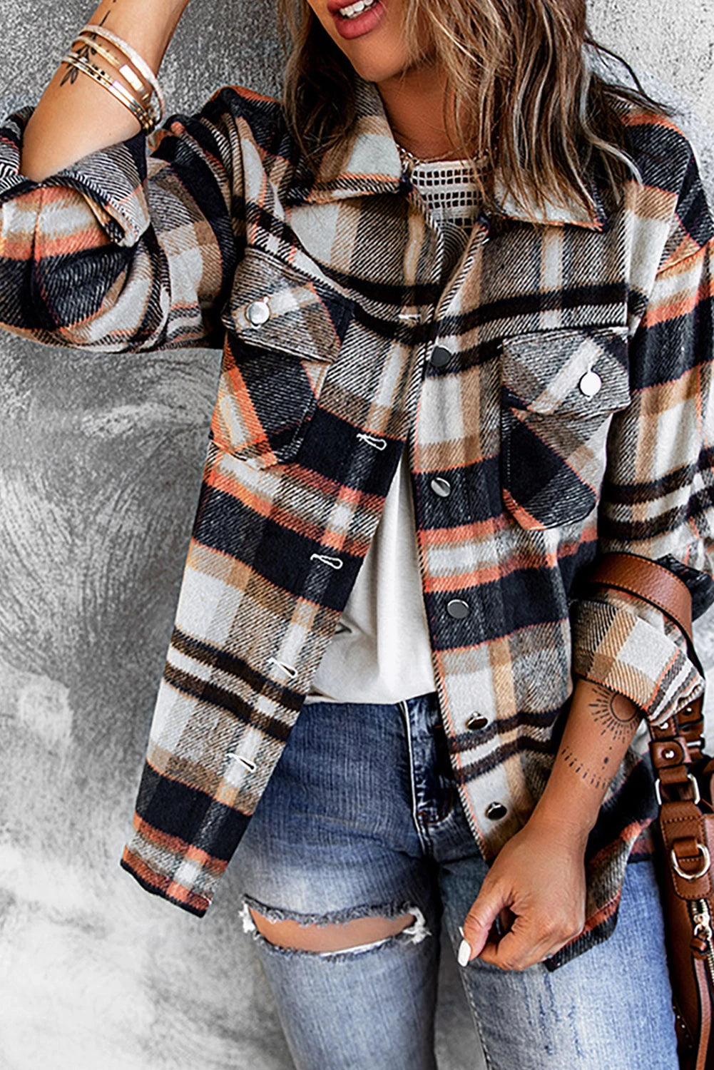 Plaid Button Down Oversized Shacket