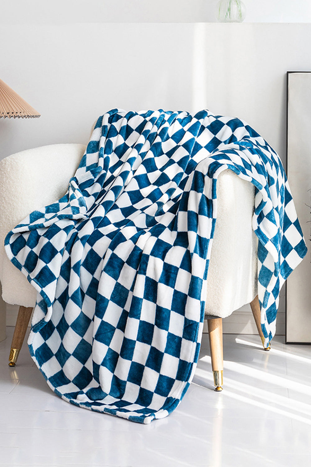 Yellow Checkerboard Printed Soft Throw Blanket 120*200cm