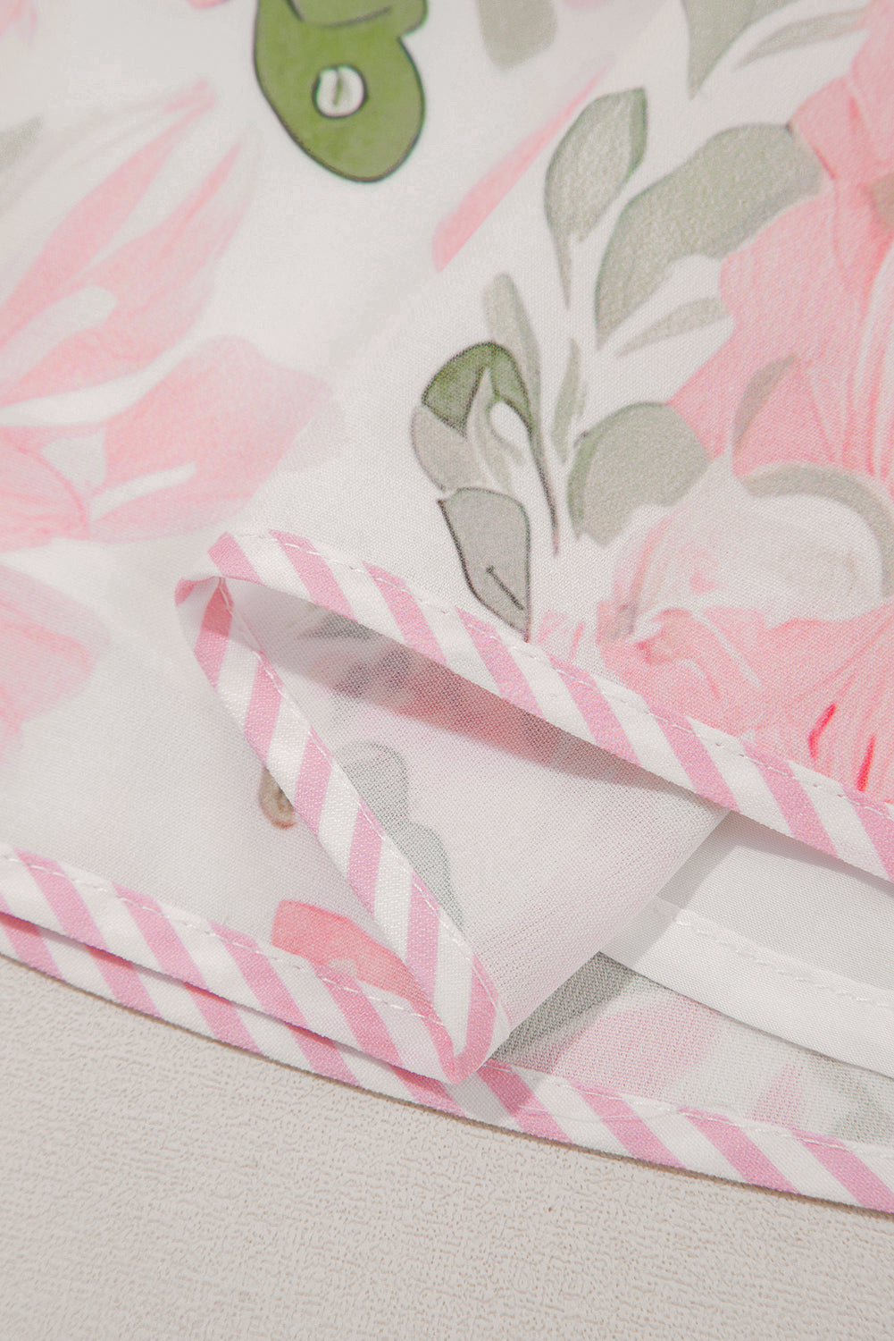 Sky Blue Floral Ruffle Sleeve Tie Neck Mini Dress