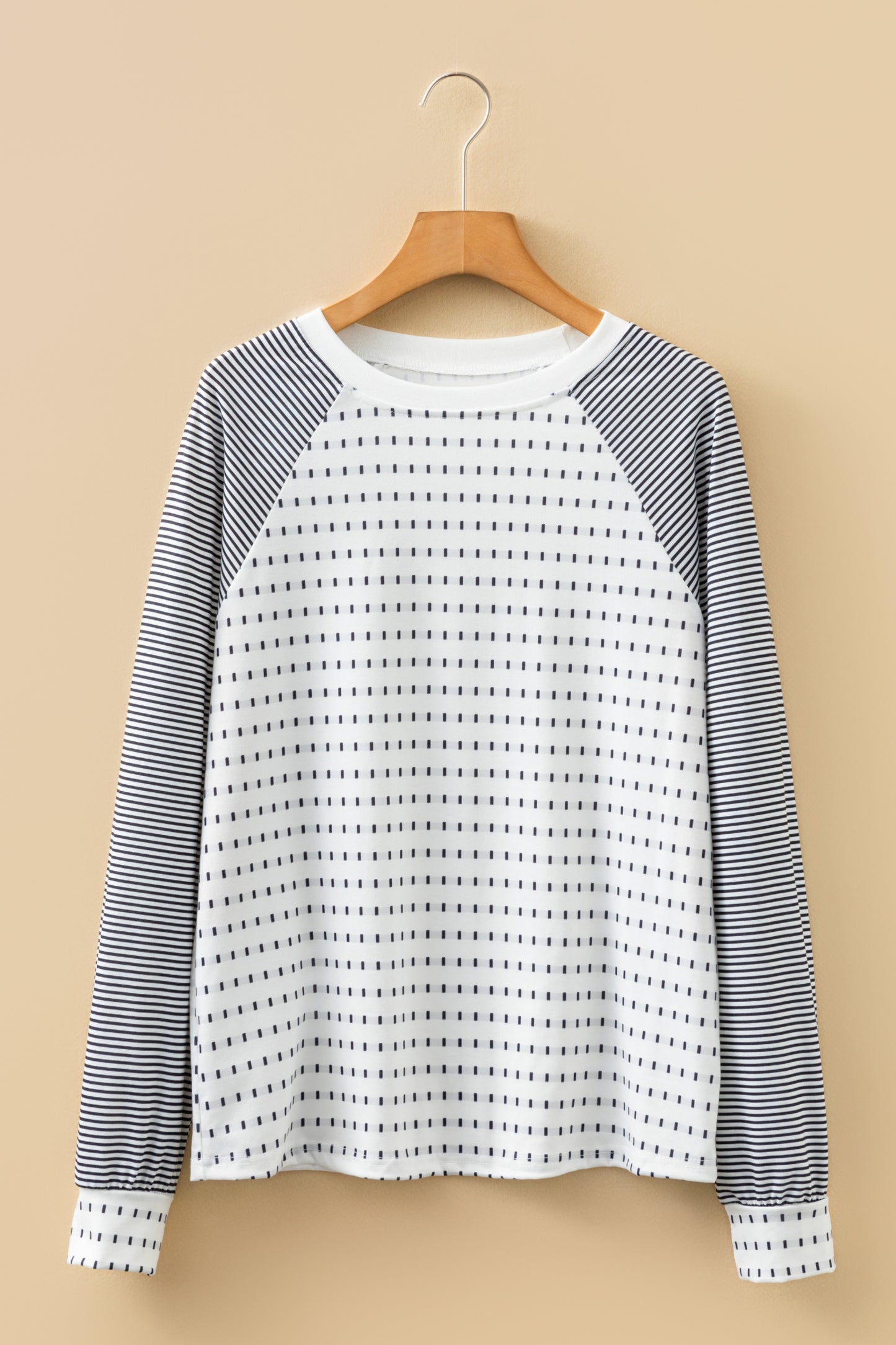 Striped Raglan Sleeve Color Block Long Sleeve Top