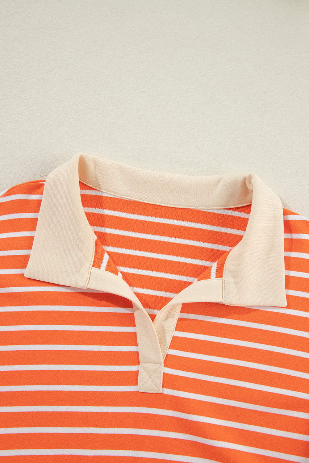 Orange Stripe Color Block Loose Fit Collared Drop Shoulder Sweatshirt