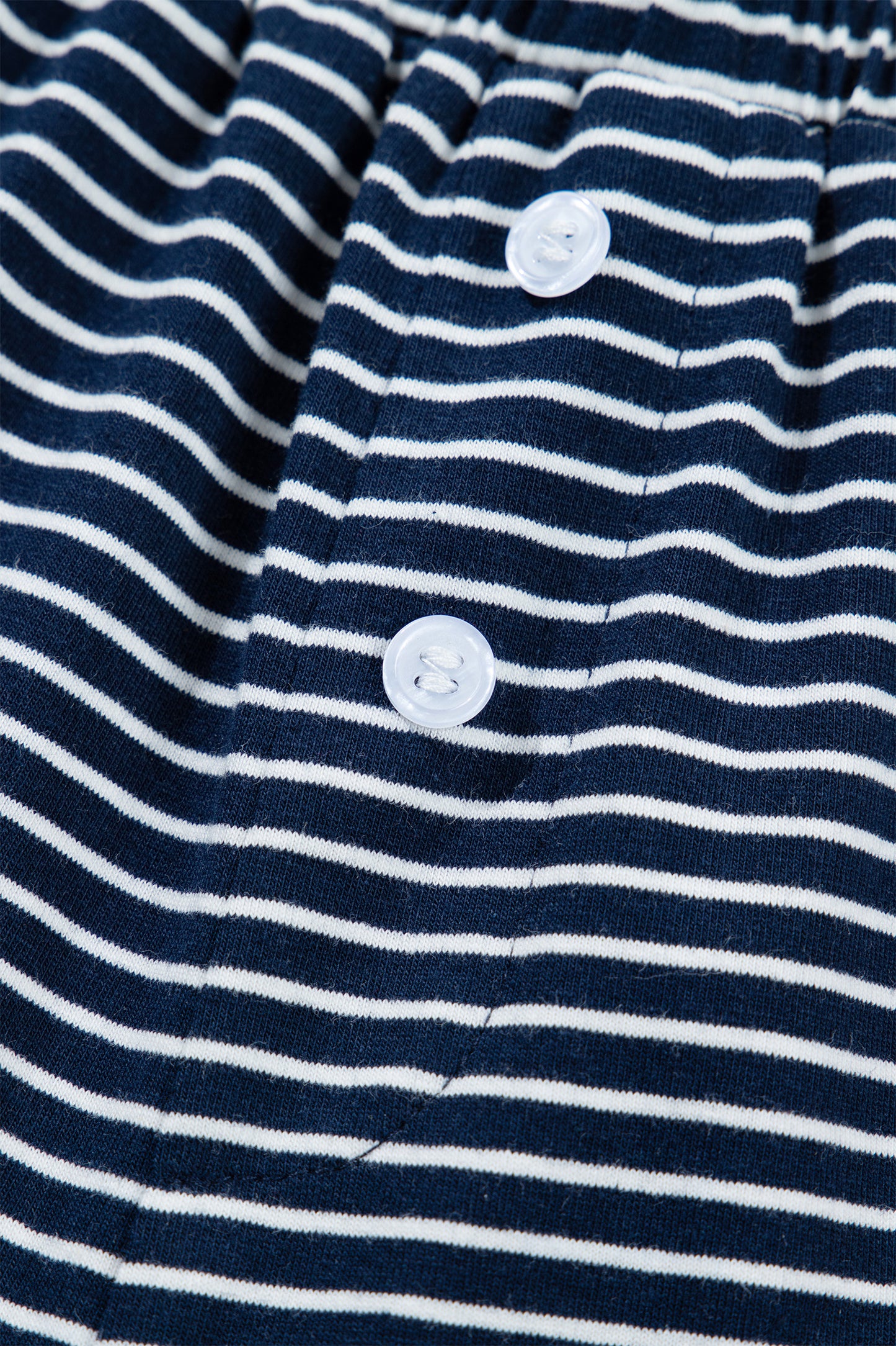 Blue Striped Long Sleeve Top and Buttoned Shorts Lounge Set