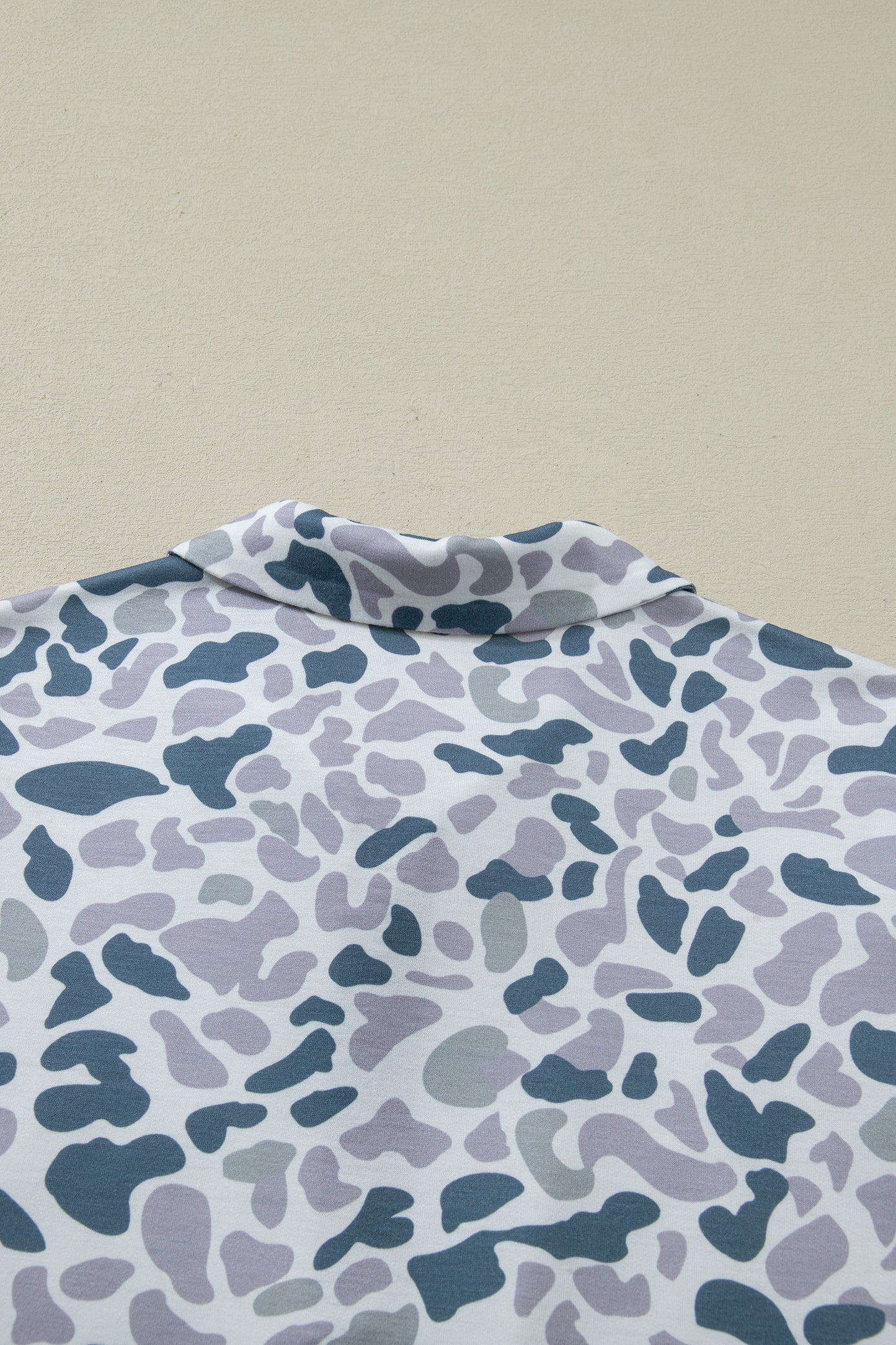Abstract Print Zip Polo Top and Drawstring Shorts Set