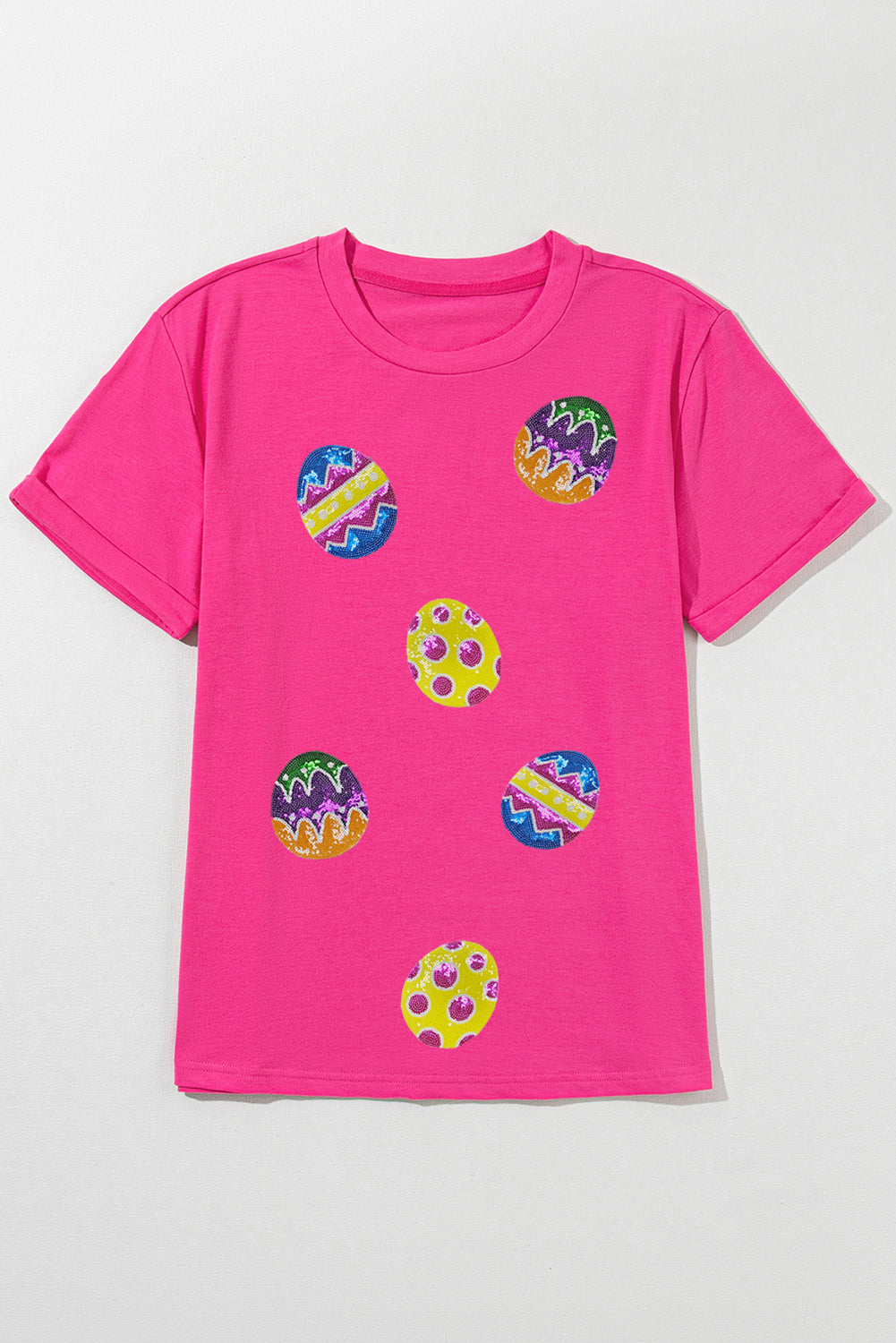 Rose Red Easter Egg Patch Graphic Crew Neck Tee