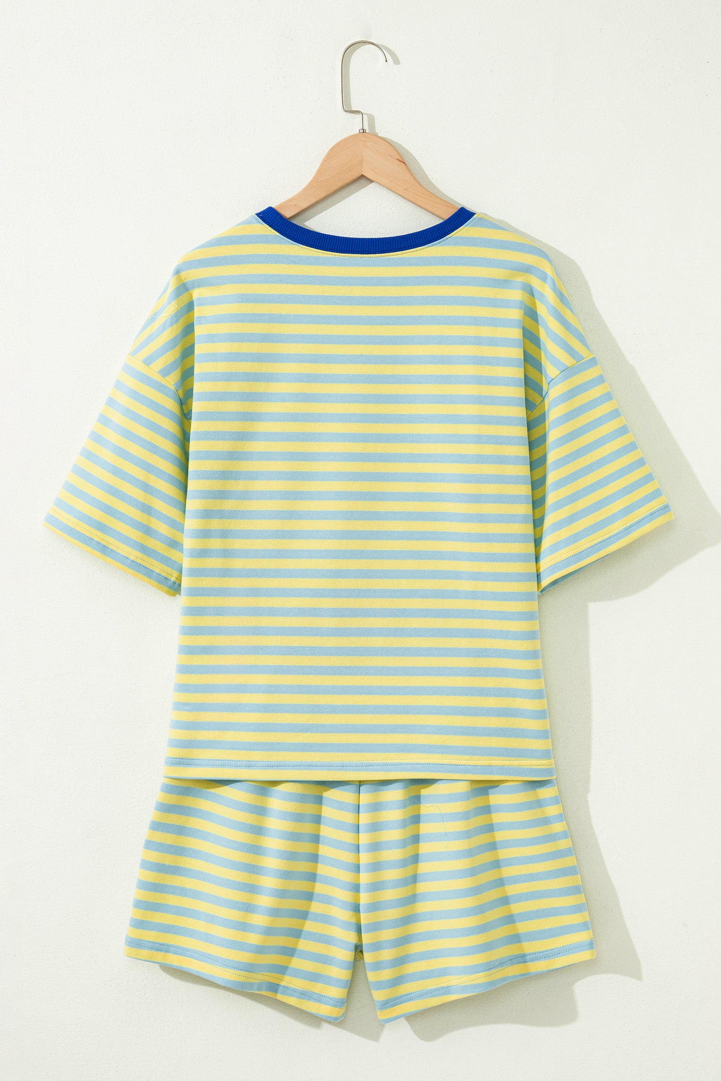 Striped Two Piece Lounge Set Womens Tee and Shorts
