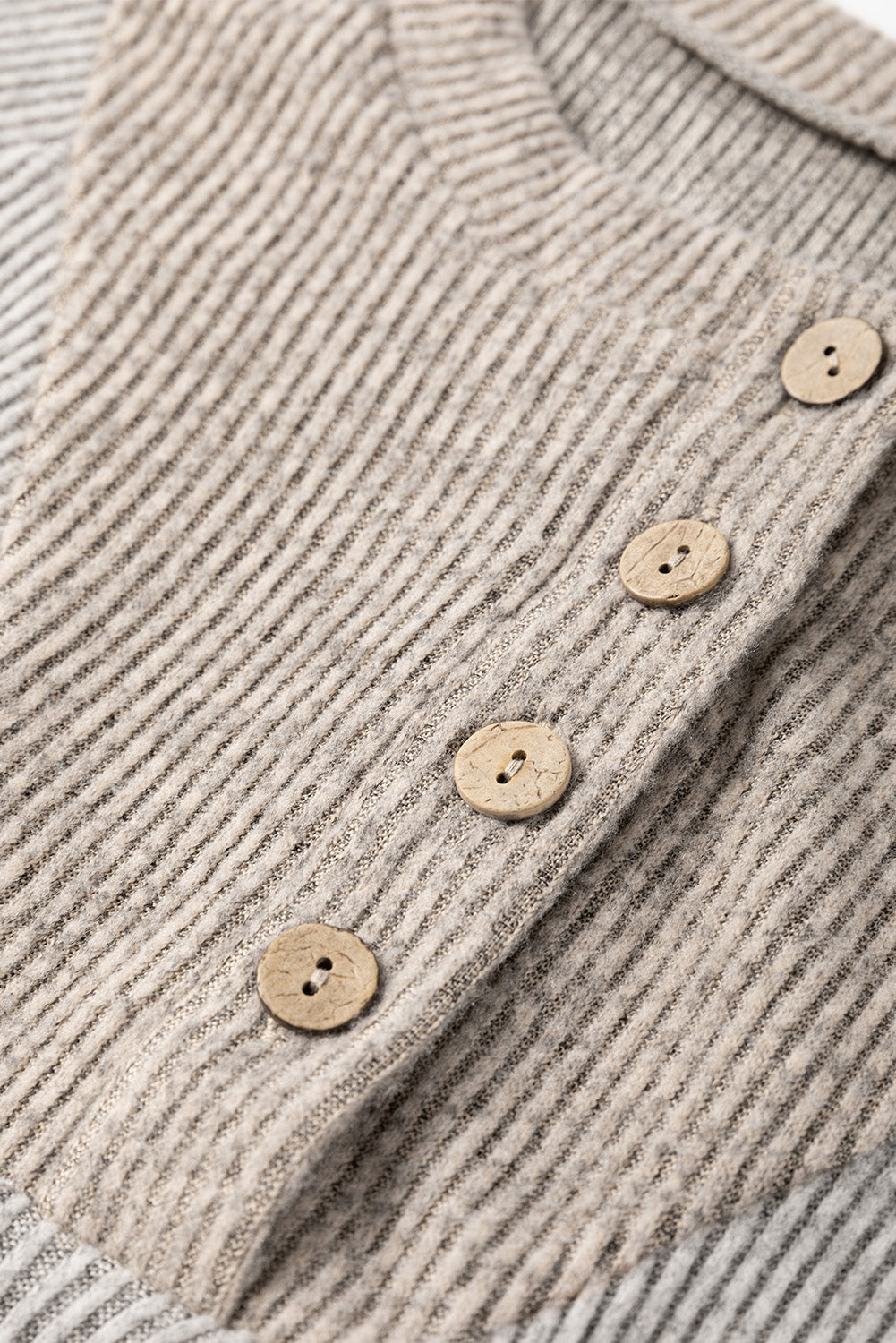 Ribbed Contrast Panel Loose Fit Long Sleeve Top