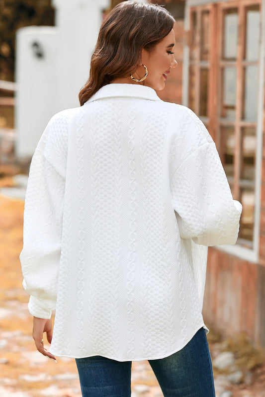 Women’s Cable Knit Texture Button Down Loose Shacket