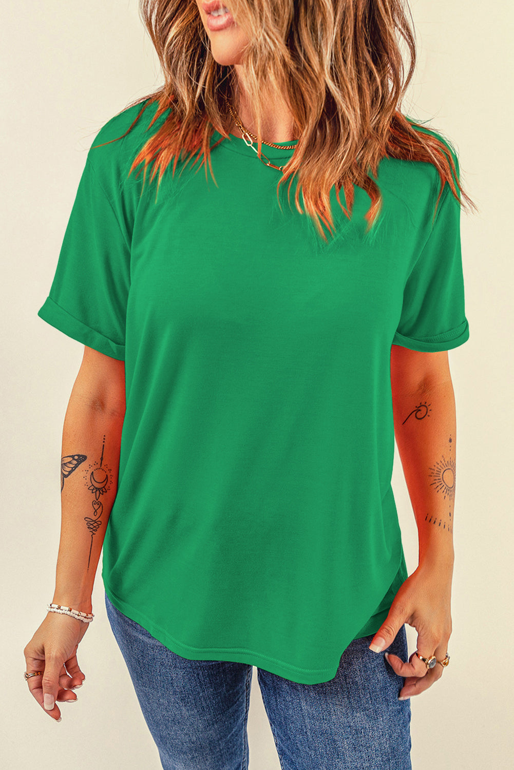 White Casual Crew Neck Short Sleeve Basic Tee