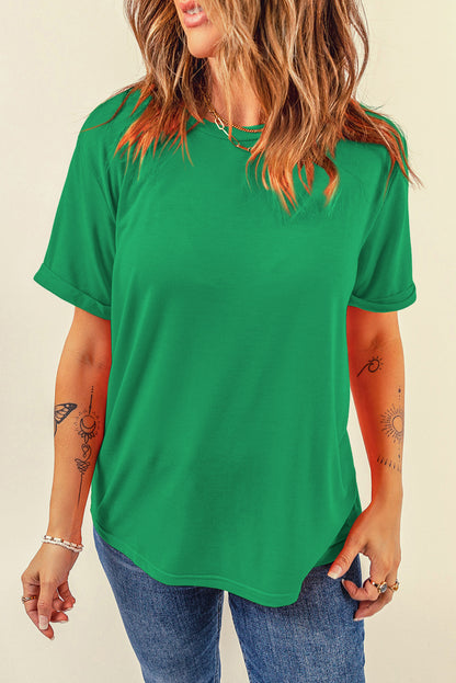 White Casual Crew Neck Short Sleeve Basic Tee