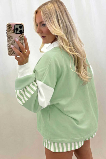 Women's Preppy Striped Color Block Matching Set