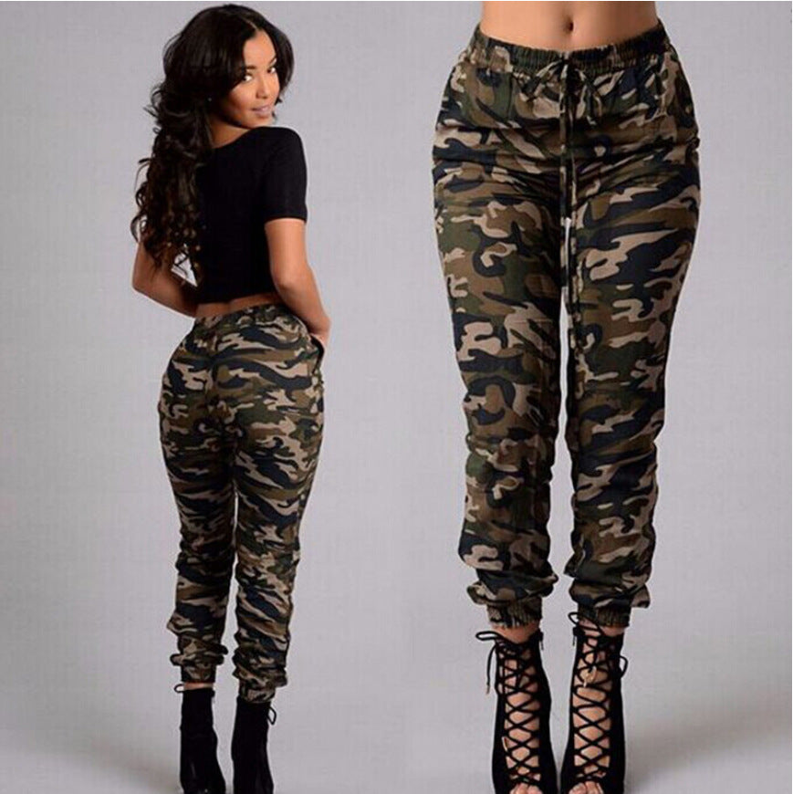 Women's Camo Joggers Drawstring Tapered Casual Pants