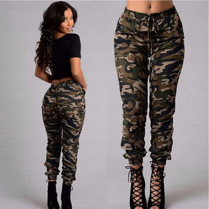 Women's Camo Joggers Drawstring Tapered Casual Pants