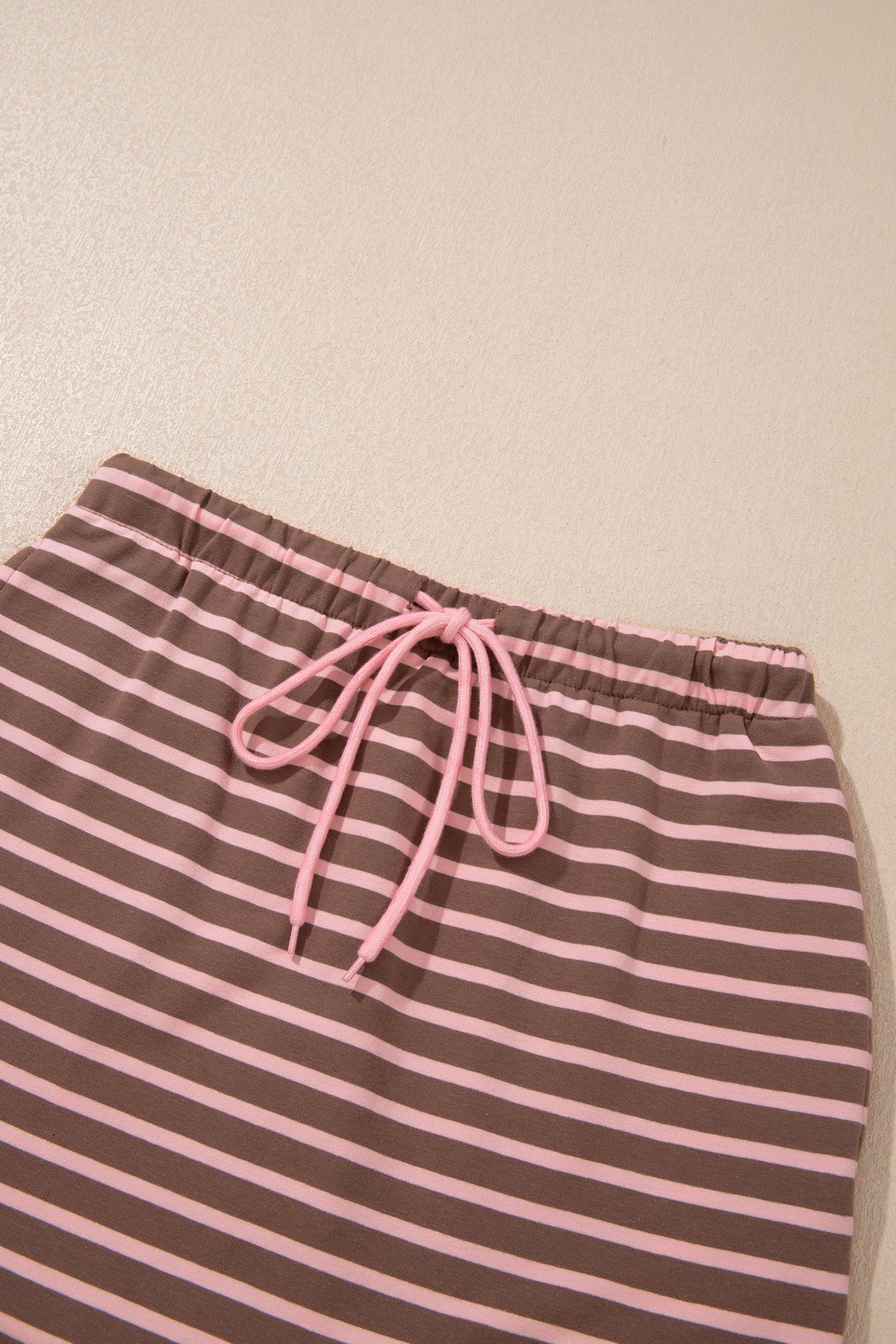 Women's Preppy Striped Collared Drawstring 2-Piece Set