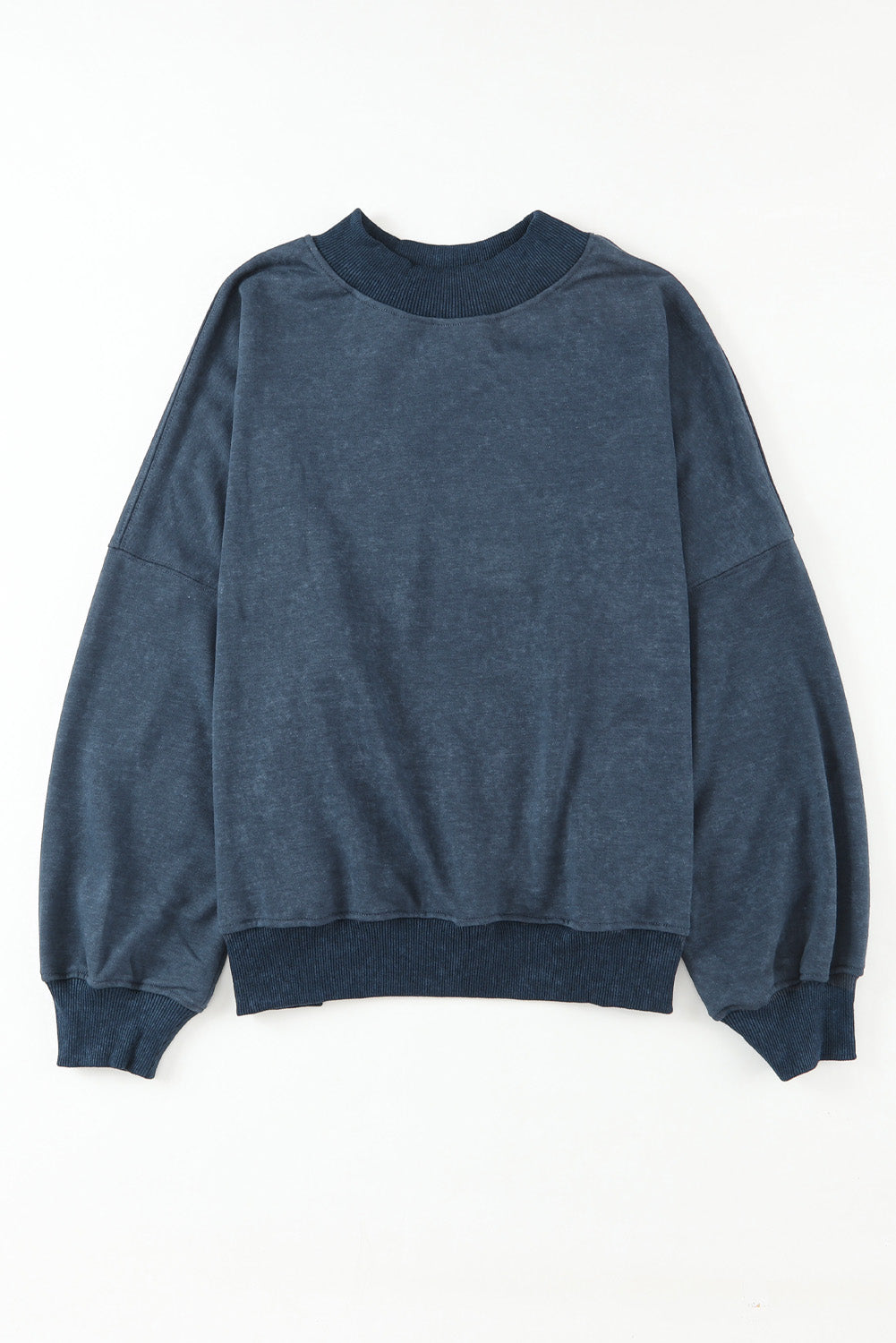 Washed Sky Blue Drop Shoulder Crew Neck Sweatshirt