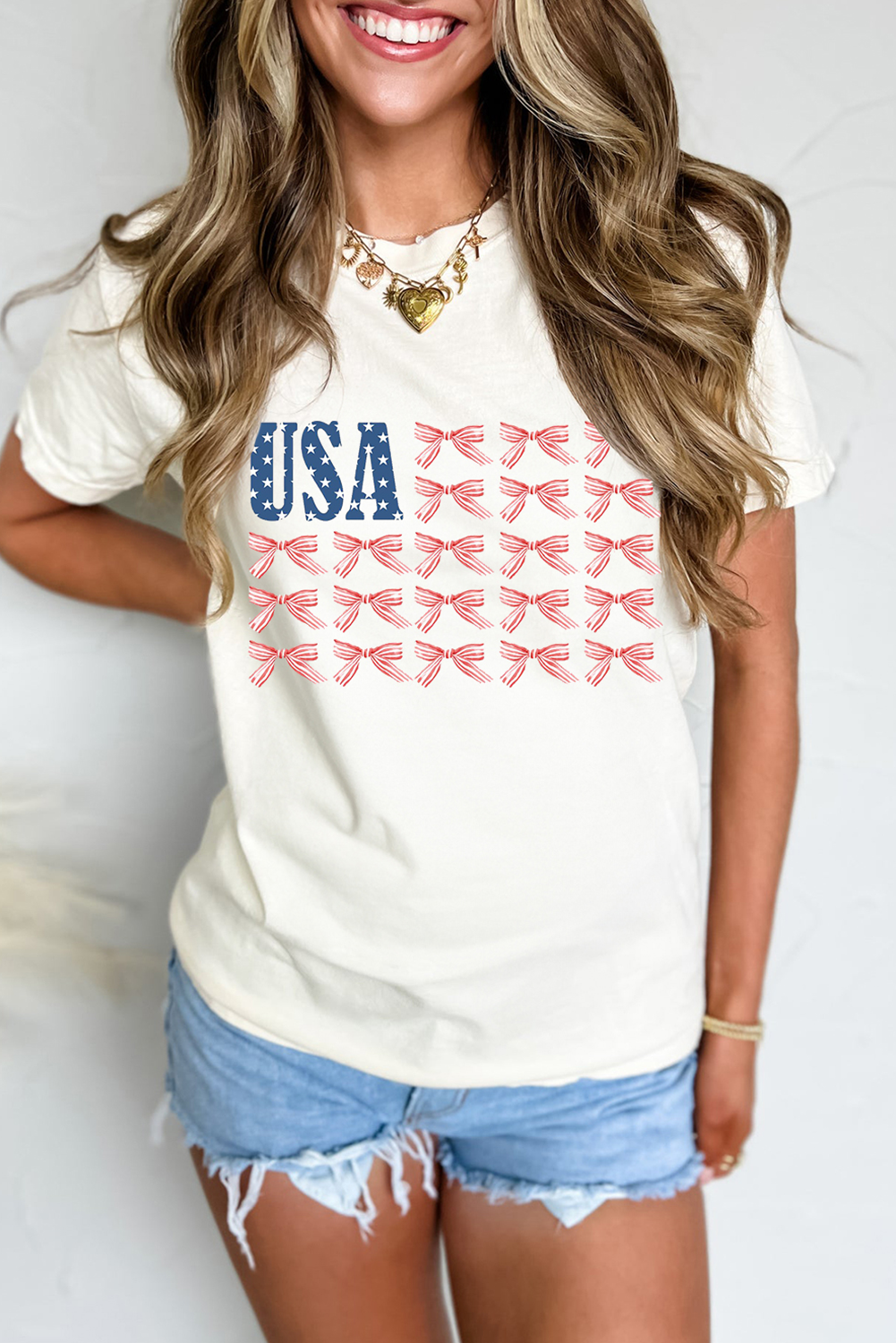 USA Bow Flag Graphic Tee Flag Day Independence