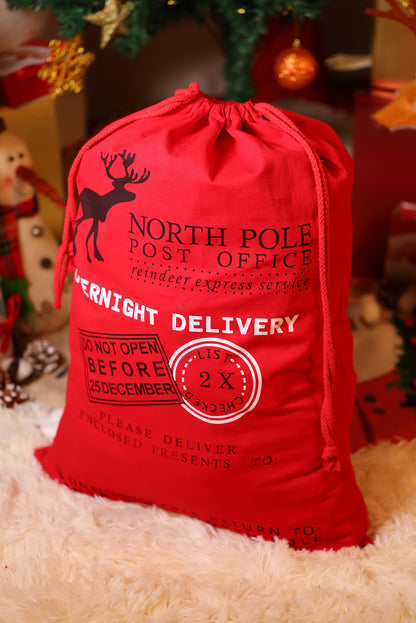 Red Christmas Drawstring Reusable Large Gift Bag 50x66cm