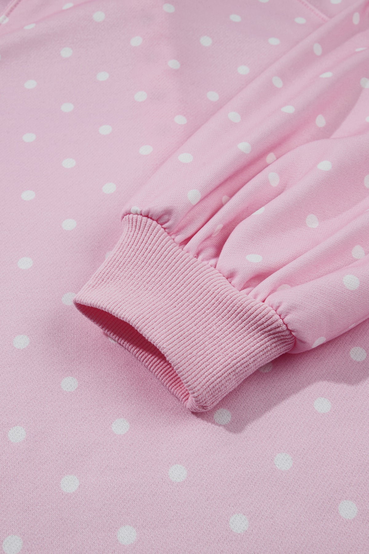 Polka Dot Button Collar Pullover Sweatshirt