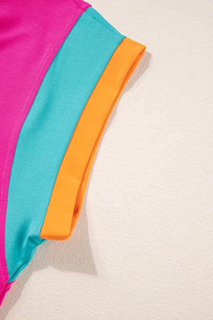 Color Block Lounge Set Wide Leg Pants 2 Piece