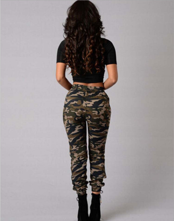 Women's Camo Joggers Drawstring Tapered Casual Pants