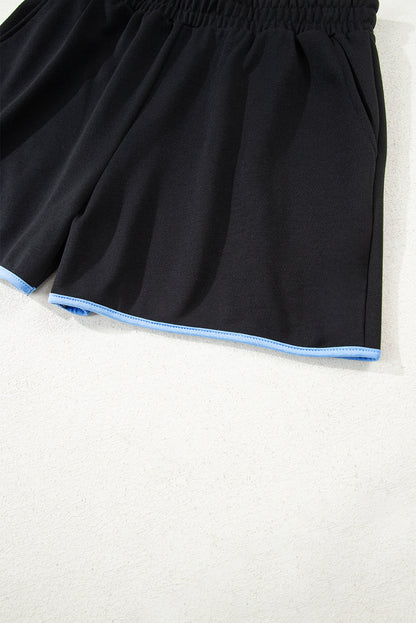 Color Block Patchwork Pullover and Shorts 2pcs Set