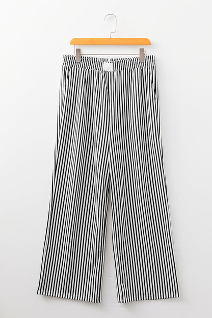 Stripe Elastic Waist Wide Leg Lounge Pants