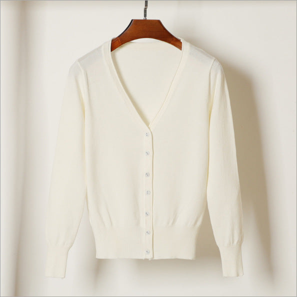 Women's V-Neck Cotton Cardigan Lightweight Button Front