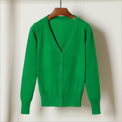 Women's V-Neck Cotton Cardigan Lightweight Button Front