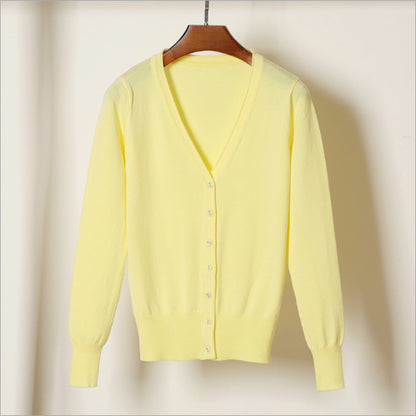 Women's V-Neck Cotton Cardigan Lightweight Button Front