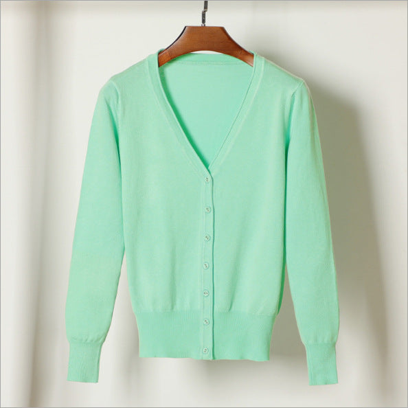Women's V-Neck Cotton Cardigan Lightweight Button Front