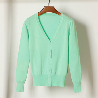 Women's V-Neck Cotton Cardigan Lightweight Button Front