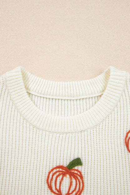 Pumpkin Embroidered Thanksgiving Halloween Holiday Sweater