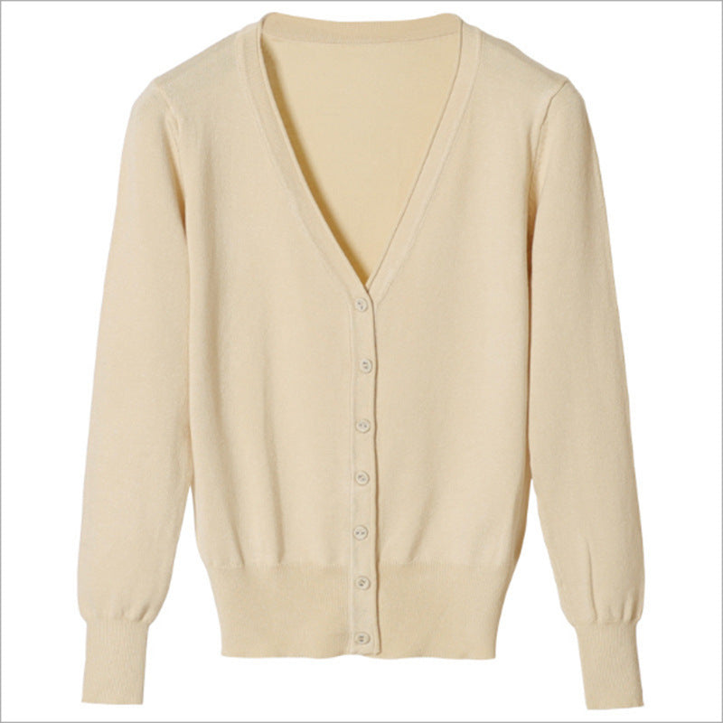 Women's V-Neck Cotton Cardigan Lightweight Button Front