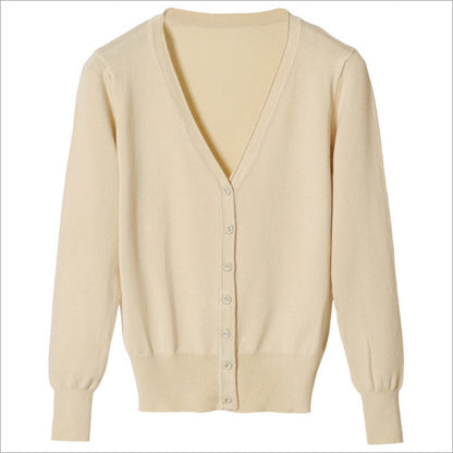 Women's V-Neck Cotton Cardigan Lightweight Button Front